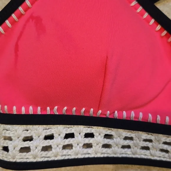 Victoria's Secret Sylish Hot Pink and Black Bikini Bralette Top - Picture 2 of 10